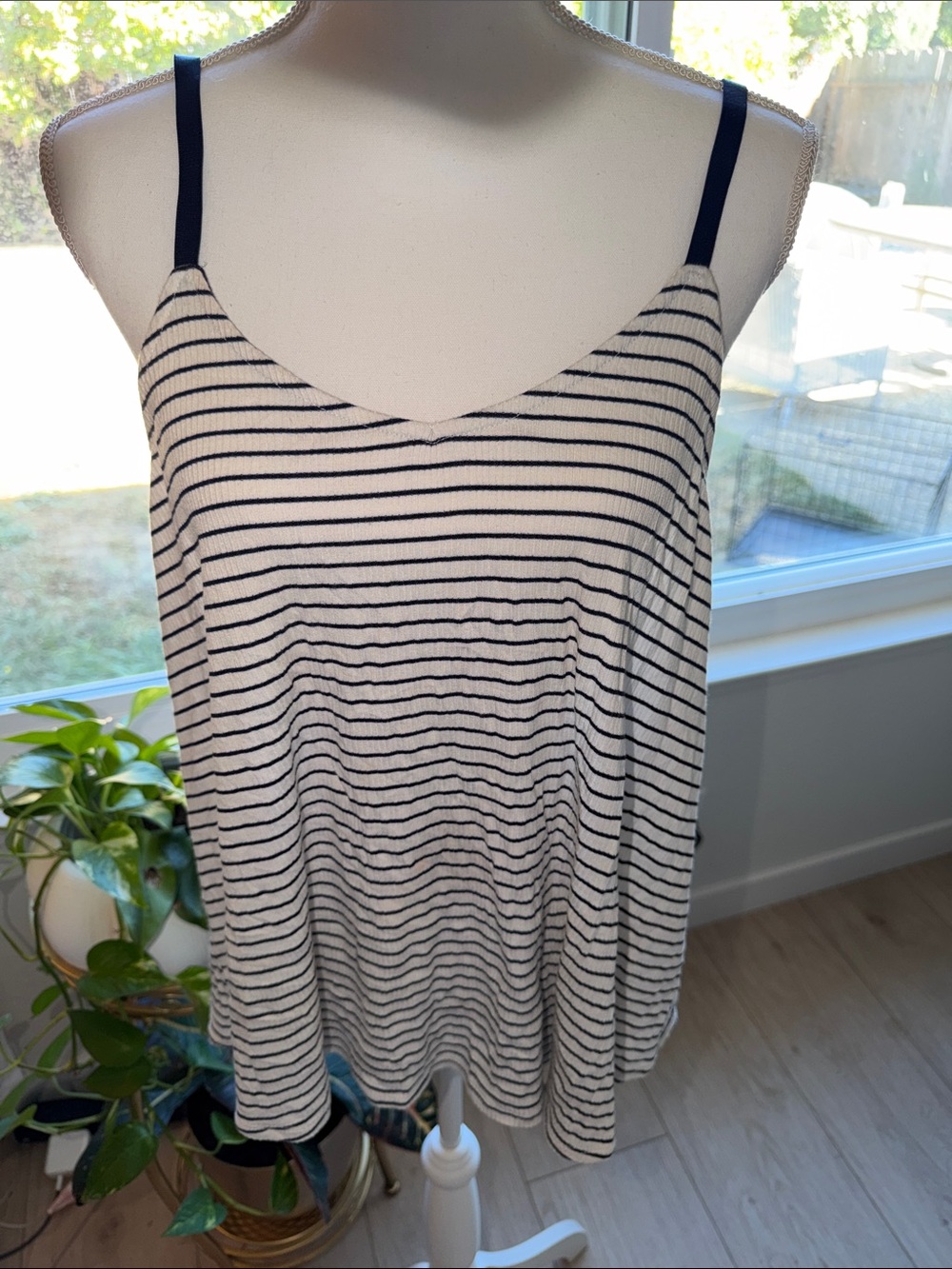 torrid Navy and White Striped V-Neck Tank Camisole